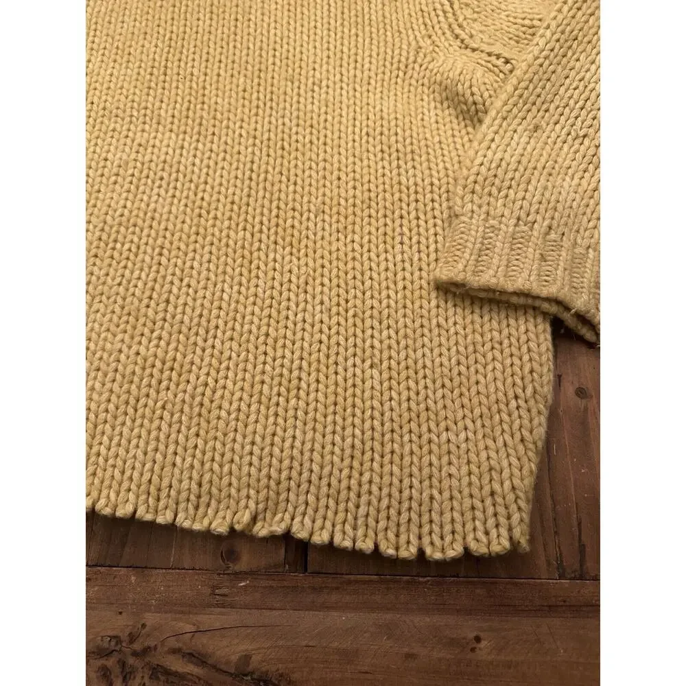 J Crew Women’s Chunky Knit Turtleneck Sweater Yellow Size Medium Oversized